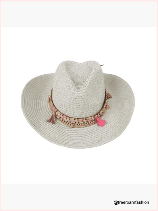 Wide Brim Cowboy Straw Hat Lightweight Breathable Summer Sun Hat Unisex main image 6